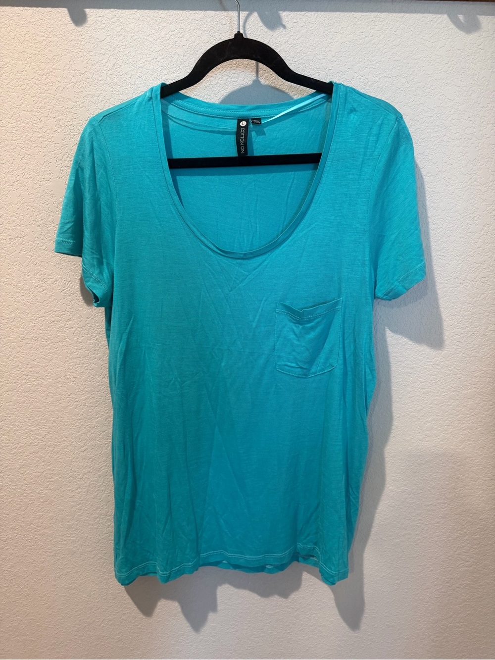 Cotton On Women's Short Sleeve Scoop Pocket Tee in Aqua Turquoise